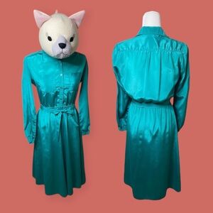 👗 VINTAGE TURQUOISE DRESS BY COCO OF CALIFORNIA SZ S